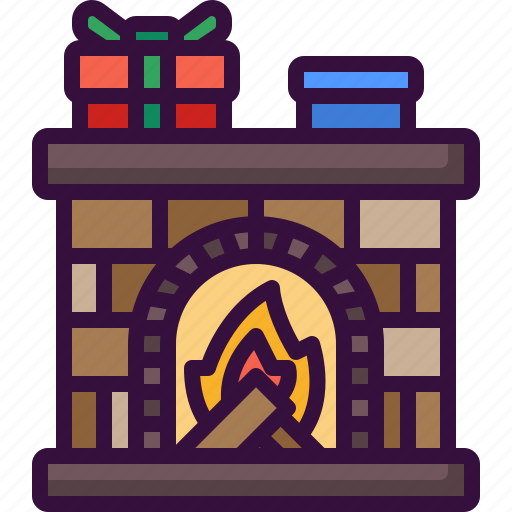 Fire, flame, fireplace, christmas, present, gifts icon - Download on Iconfinder