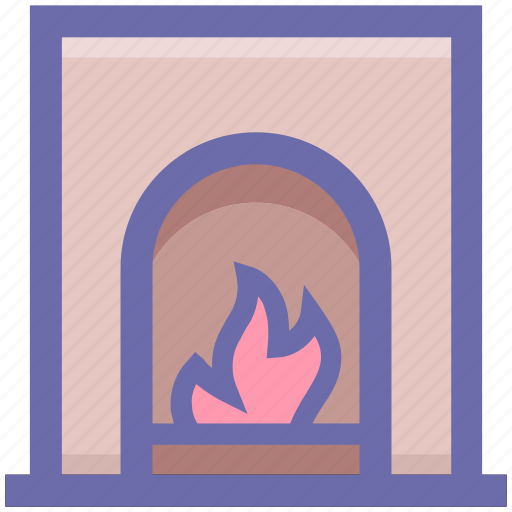 .svg, chimney, fire, fireplace, flame, furniture, interior icon - Download on Iconfinder