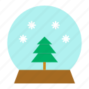 ball, christmas, crystal, gift, snow, tree, xmas