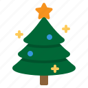 ball, christmas, decorated, pine, star, tree