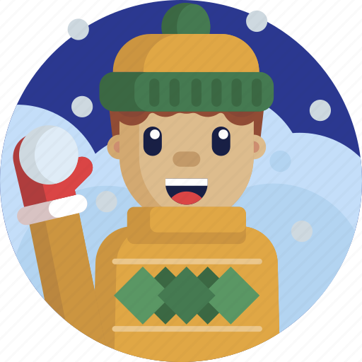 Boy, christmas, cold, happy, snow, snowball, winter icon - Download on Iconfinder