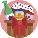 bow, cake, celebration, christmas, gift, present, wine
