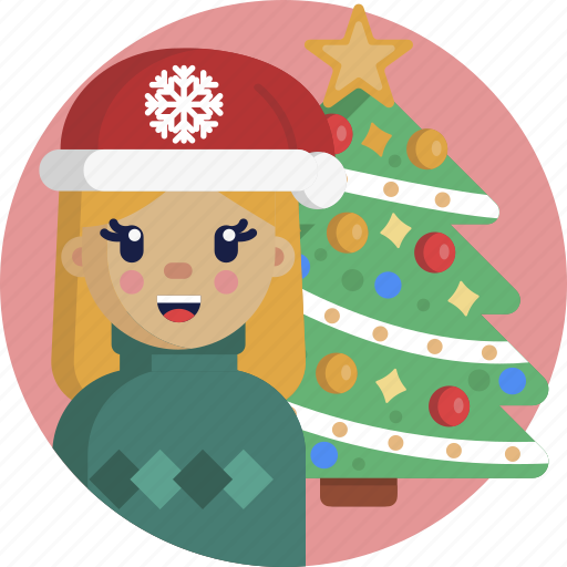 Christmas, christmas tree, decoration, festive, girl, happy, ornament icon - Download on Iconfinder