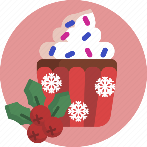 Cake, christmas, cupcake, food, misletoe, party icon - Download on Iconfinder