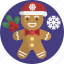 cheerful, christmas, festive, gingerman, holiday, misletoe, snowflake 