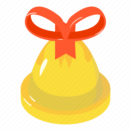 Bell, bow, celebration, christmas, decoration, isometric, object icon - Download on Iconfinder
