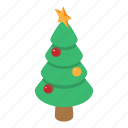 celebration, christmas, decoration, isometric, object, star, tree