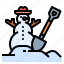 christmas, shovel, snow, snowman, winter 