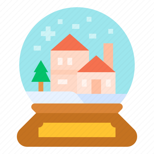 Christmas, decoration, globe, house, snow icon - Download on Iconfinder