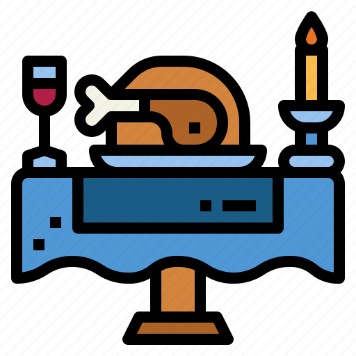 Dinner, christmas, roast, candle, turkey, food icon - Download on Iconfinder