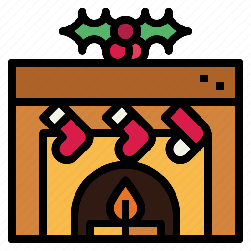 Sock, fire, christmas, fireplace, room, living icon - Download on Iconfinder