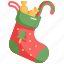 candy cane, holiday, christmas, candy, celebration, xmas, sock 