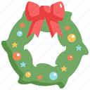 leaves, ribbon, christmas, wreath, celebration, xmas, decoration