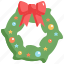 leaves, ribbon, christmas, wreath, celebration, xmas, decoration 