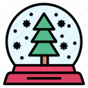 christmas, decor, decoration, snow, snowglobe, tree