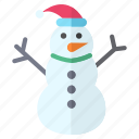 snowman, christmas, santa, hat, winter, snow
