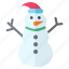 snowman, christmas, santa, hat, winter, snow 