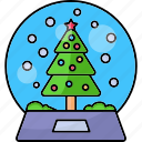 christmas, decoration, glass, snow globe, tree
