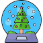 christmas, decoration, glass, snow globe, tree 