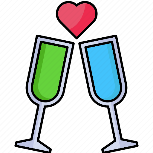 Cheers, glass, wine, drinks, heart icon - Download on Iconfinder