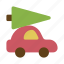 red, car, pine, tree, mr bean, christmas tree, christmas, xmas, vehicle 