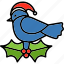 bird, canary, christmas, robin, santa hat 