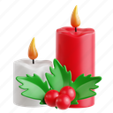 candle, holiday candlelight, decorative candle, christmas, 3d icon, 3d illustration, 3d render 