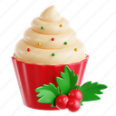 cupcakes, festive cupcake treats, holiday sweets, christmas, 3d icon, 3d illustration, 3d render 