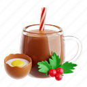 eggnog, festive beverage, holiday drink, christmas, 3d icon, 3d illustration, 3d render 
