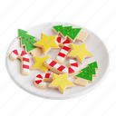 sugar, sugar cookies, baking, festive cookie treat, holiday sweets, christmas, 3d icon, 3d illustration, 3d render 