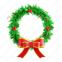 wreaths, decorative ring, festive hanging, holiday wreath, christmas, 3d icon, 3d illustration, 3d render 
