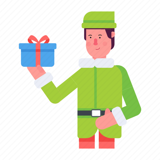 Christmas gift, santa helper, santa assistant, christmas present, christmas character icon - Download on Iconfinder