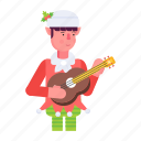 elf playing, christmas elf, santa helper, christmas character, playing instrument