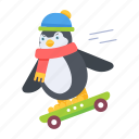 penguin skating, christmas penguin, cute penguin, xmas penguin