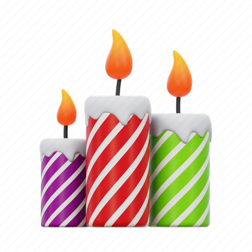 Candles, flame, candle, christmas, fire 3D illustration - Download on Iconfinder