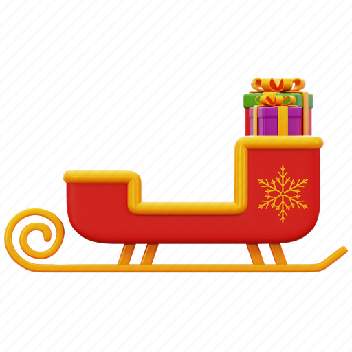 Santa, sleigh, christmas, sledge, snow 3D illustration - Download on Iconfinder