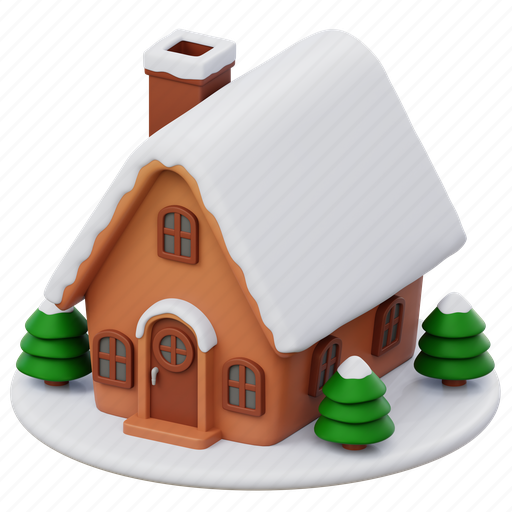 House, snow, christmas 3D illustration - Download on Iconfinder
