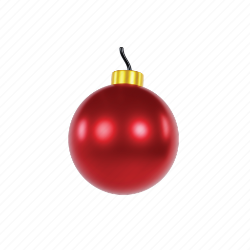 3d, illustration, red, bulb, christmas, ornament, vector icon - Download on Iconfinder