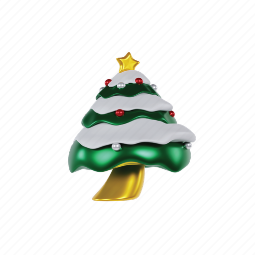 3d, illustration, of, snow, tree, vector, christmas icon - Download on Iconfinder