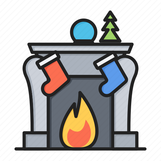 Christmas, decoration, fireplace, flame, glow, xmas icon - Download on Iconfinder