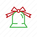 bell, christmas, decoration, ribbon, stroke, xmas