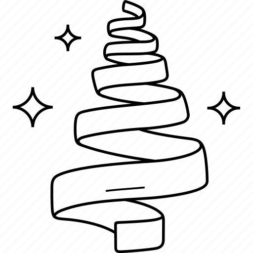 Christmas, tree, spiral, ribbon, curled, decorations, shine icon - Download on Iconfinder