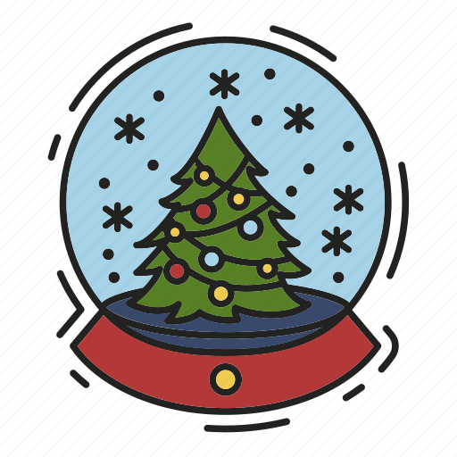 Christmas, christmas tree, gift, present, snow globe, snowfall, xmas icon - Download on Iconfinder