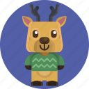 animal, avatars, christmas, cute, deer, smile, sweater