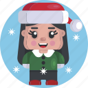 avatars, christmas, elf, festive, girl, joyful, woman