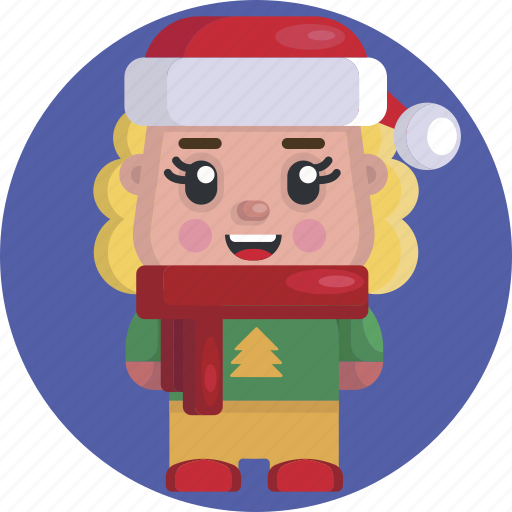 Avatars, blonde, christmas, curly hair, festive, girl, happy icon - Download on Iconfinder