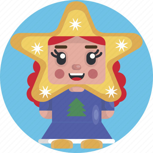 Avatars, christmas, funny, girl, redhead, smiling, star icon - Download on Iconfinder
