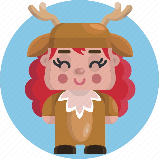 Avatars, christmas, curly, cute, deer, girl, redhead icon - Download on Iconfinder