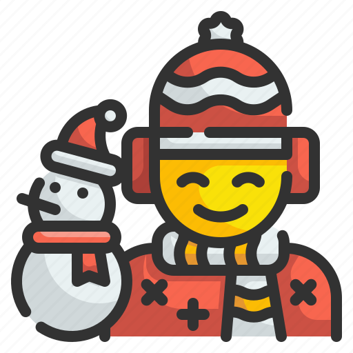Young, christmas, winter, snowman, boy, scarf, children icon - Download on Iconfinder