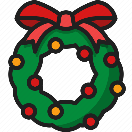 Christmas, wreath, decoration, ornament, adornment, bow icon - Download on Iconfinder
